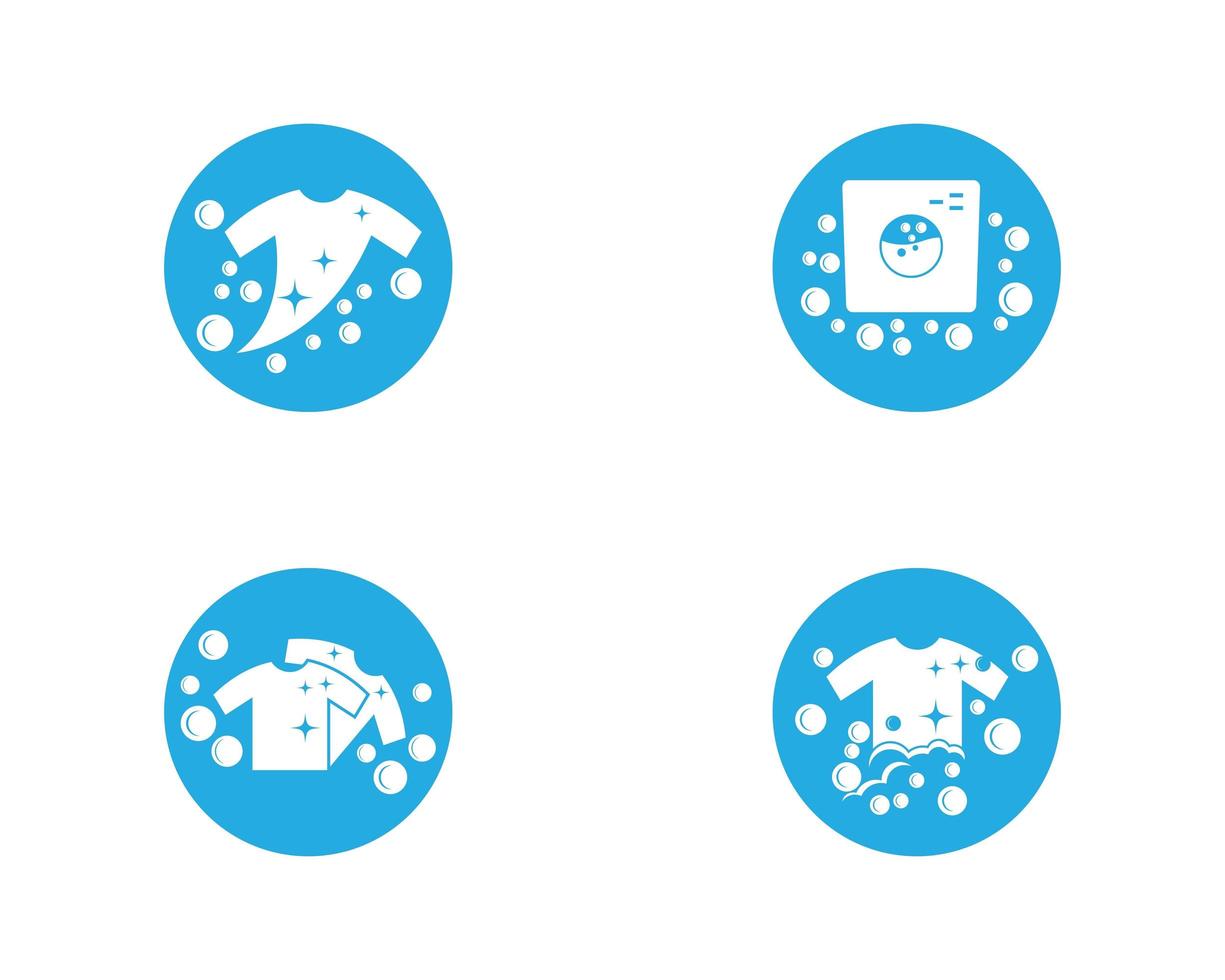 Blue Laundry Logo Icon Set vector