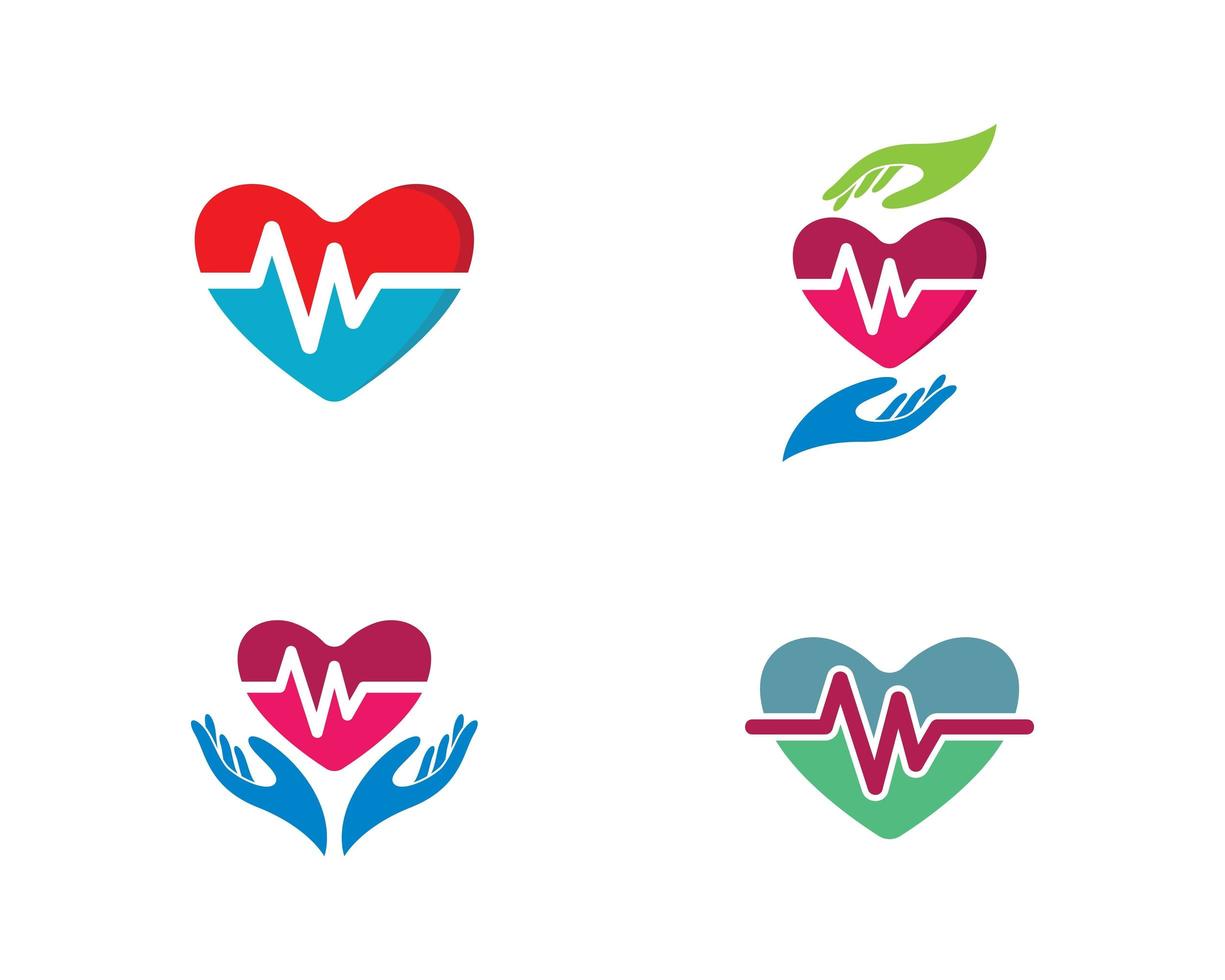 conjunto de logotipo médico en forma de corazón vector