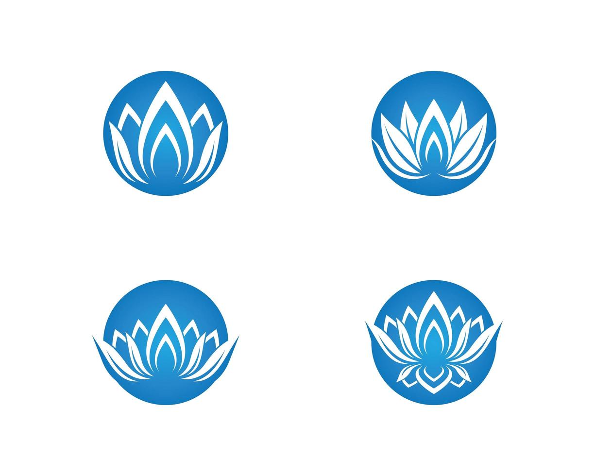 Blue Round Flower Icon Set  vector