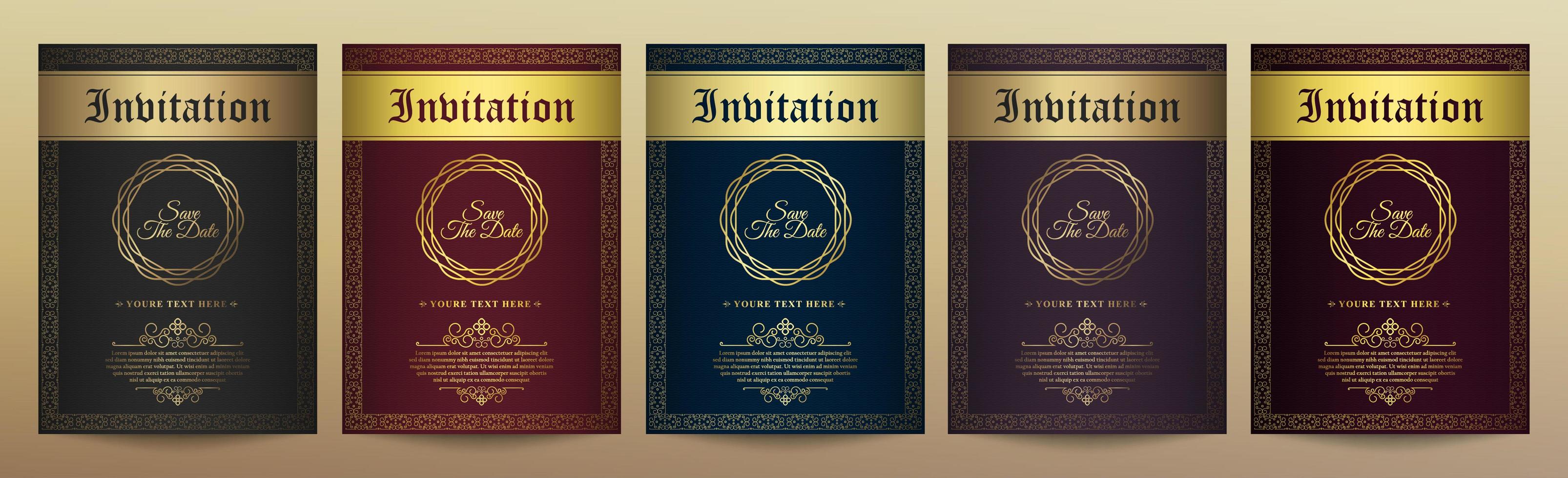 Luxury vintage golden invitation card template vector