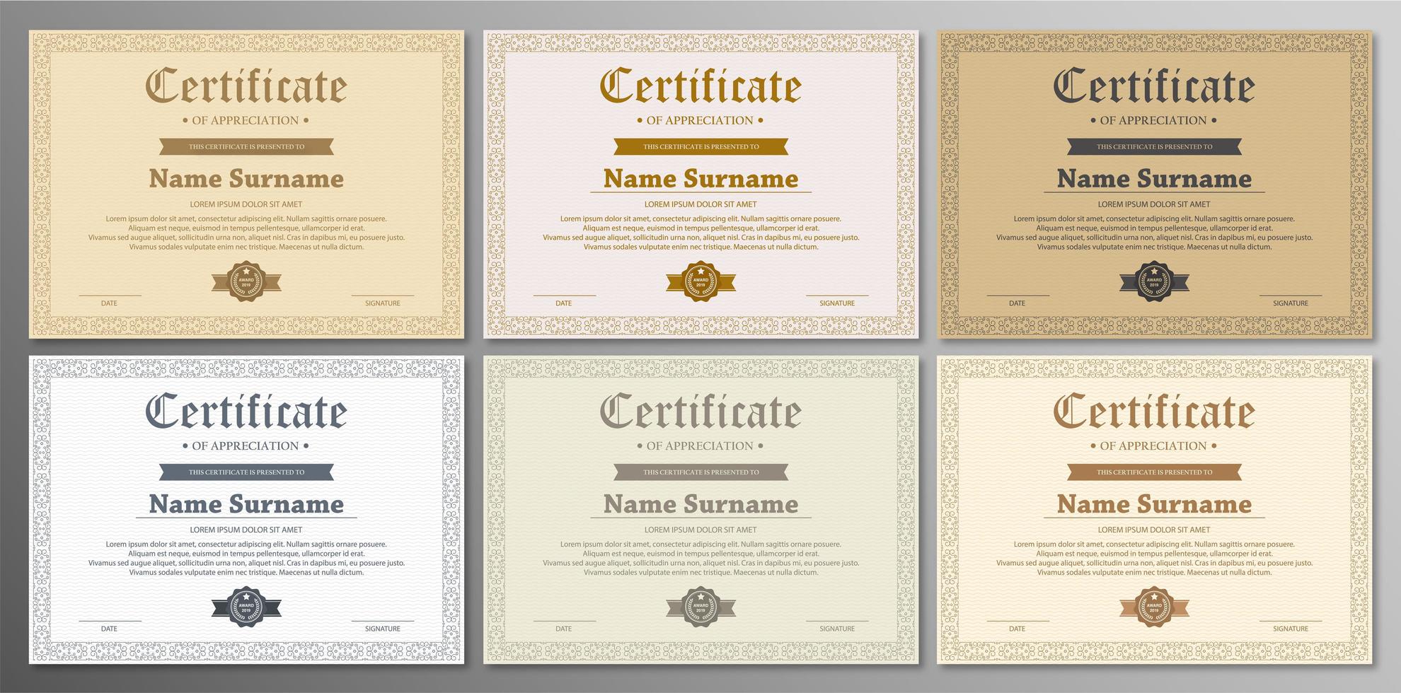 conjunto de plantillas de certificado vector