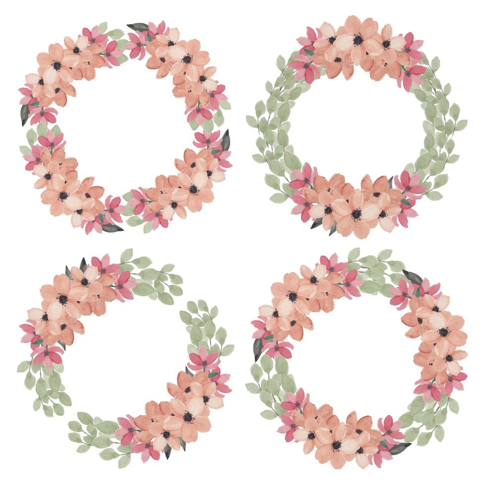 Watercolor Floral Circle Frame Set  vector