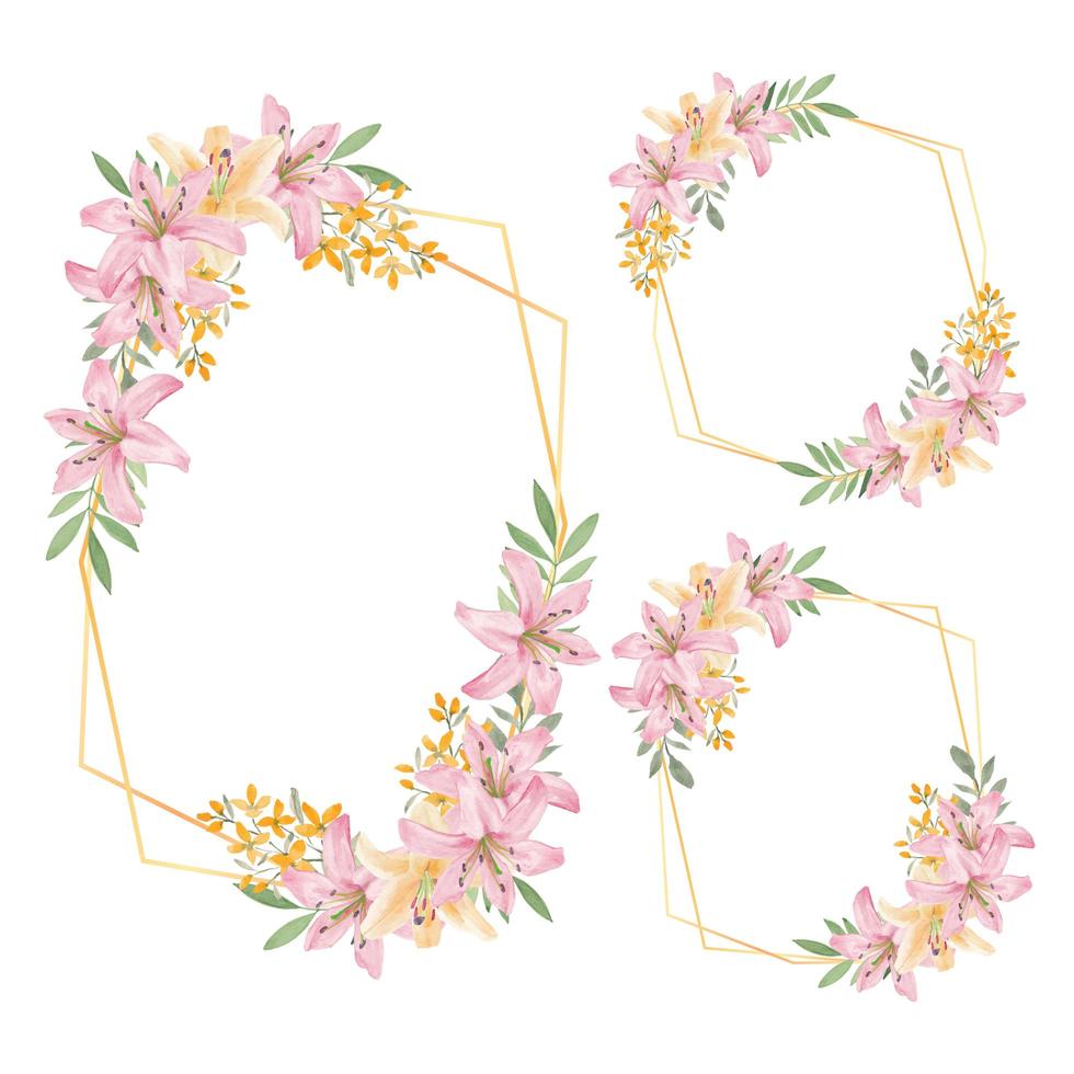 Download Watercolor Rustic Floral Frame with Lily Flower Set 962752 - Download Free Vectors, Clipart ...