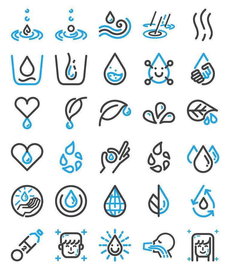 conjunto de iconos de agua potable vector