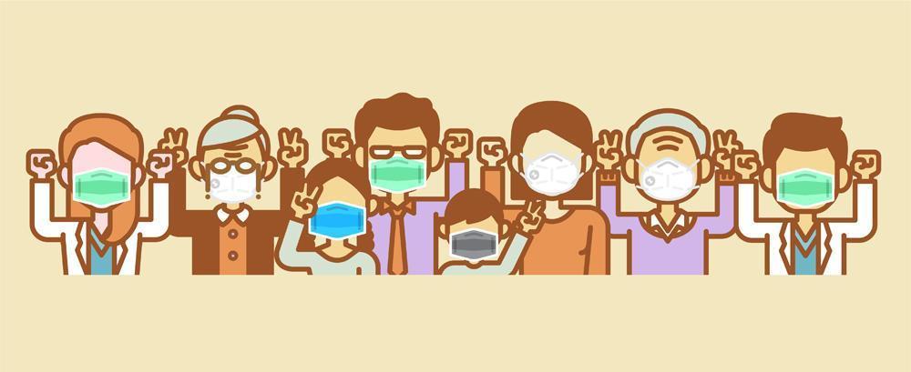 People wearing medical mask staying strong vector