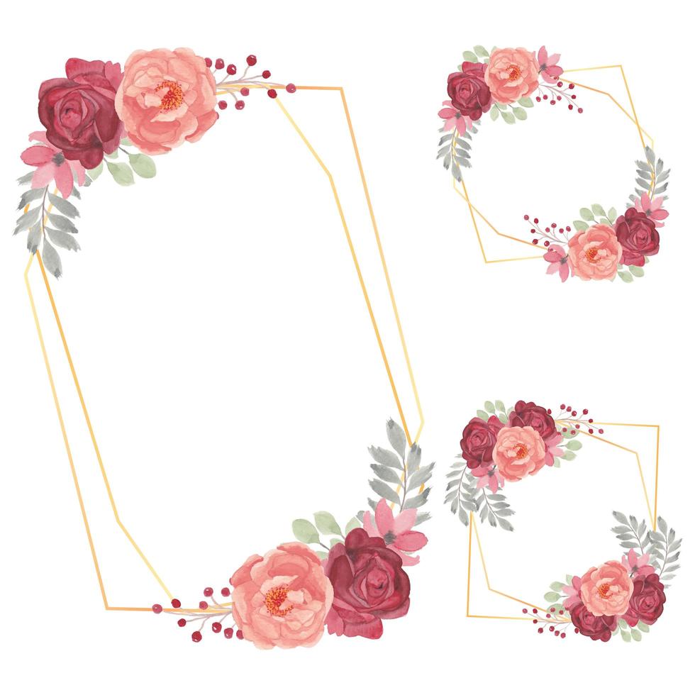 Watercolor Floral Frame Collection with Rose Flower 962767 Vector Art