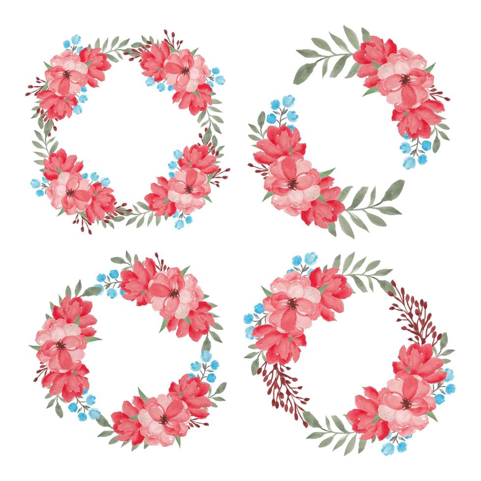 Download Watercolor Beautiful Flower Circle Frame Collection Set ...