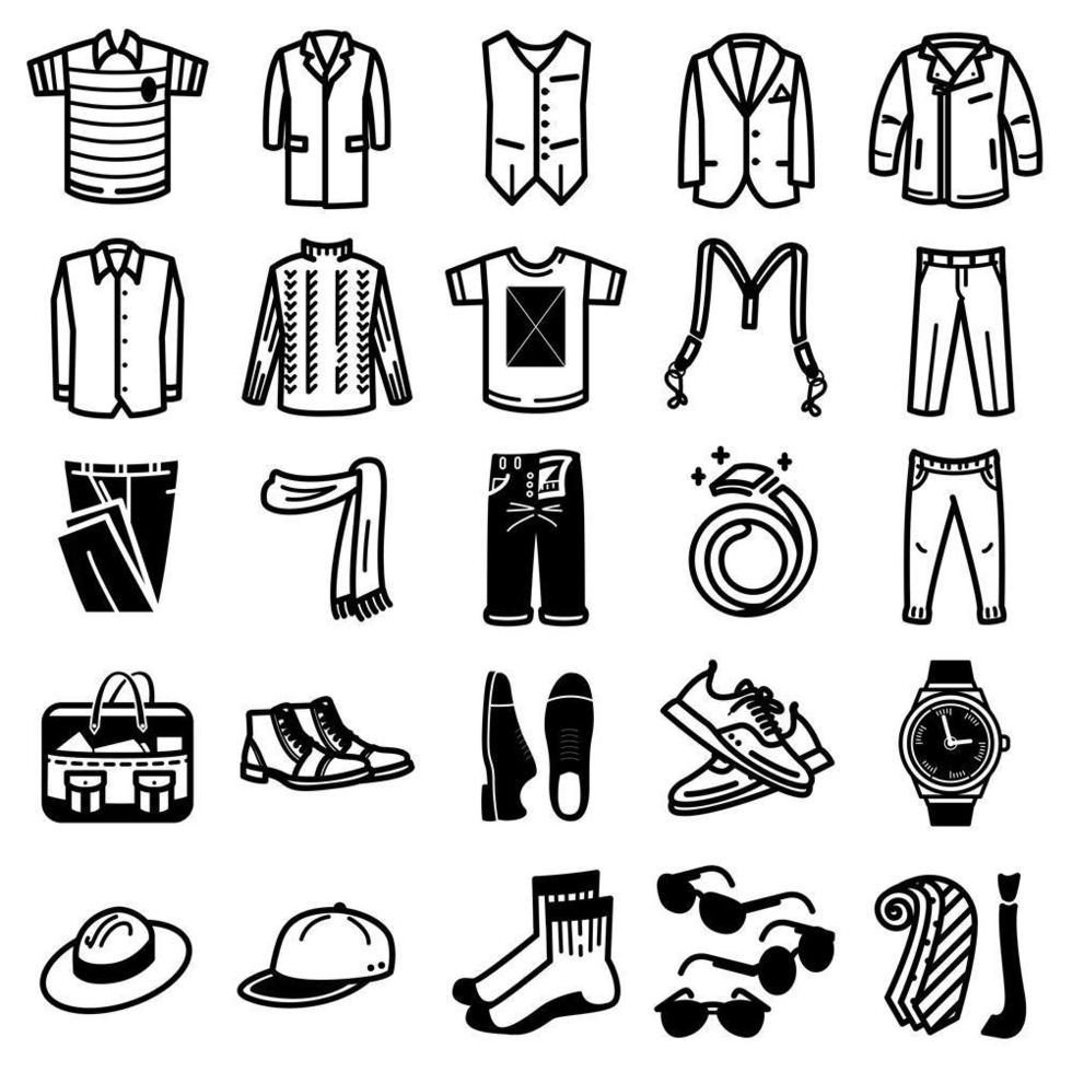 conjunto de iconos de ropa de hombre vector