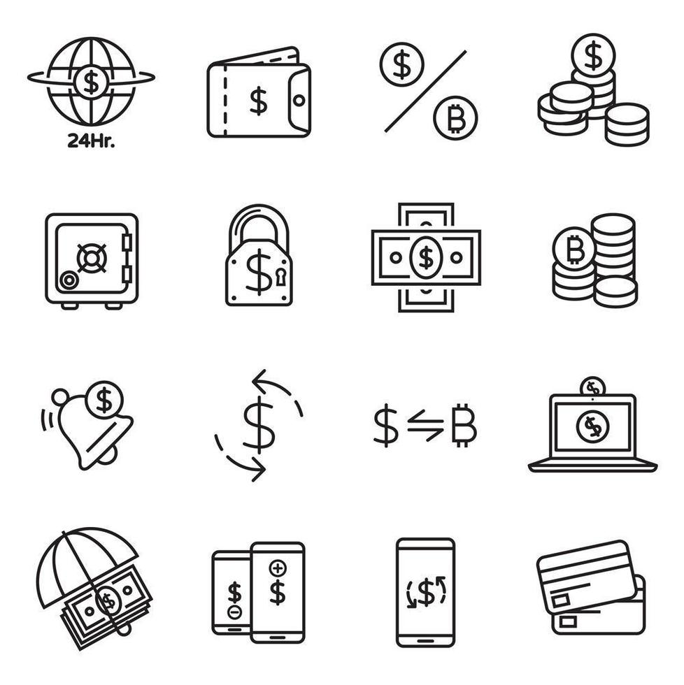 Investment and money line icon collection vector