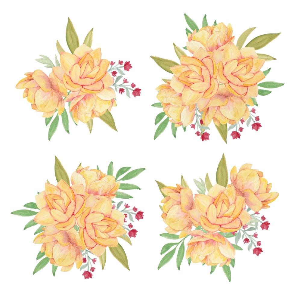 Aquarelle Bouquet De Fleurs De Lotus Jaune Telecharger Vectoriel