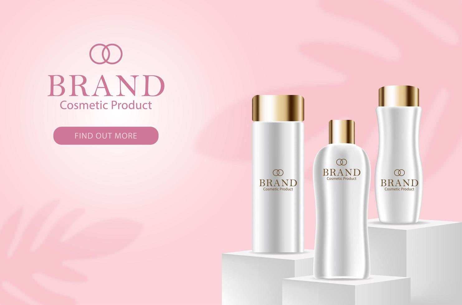 3D Cosmetic Bottles Beauty Banner Mockup  vector