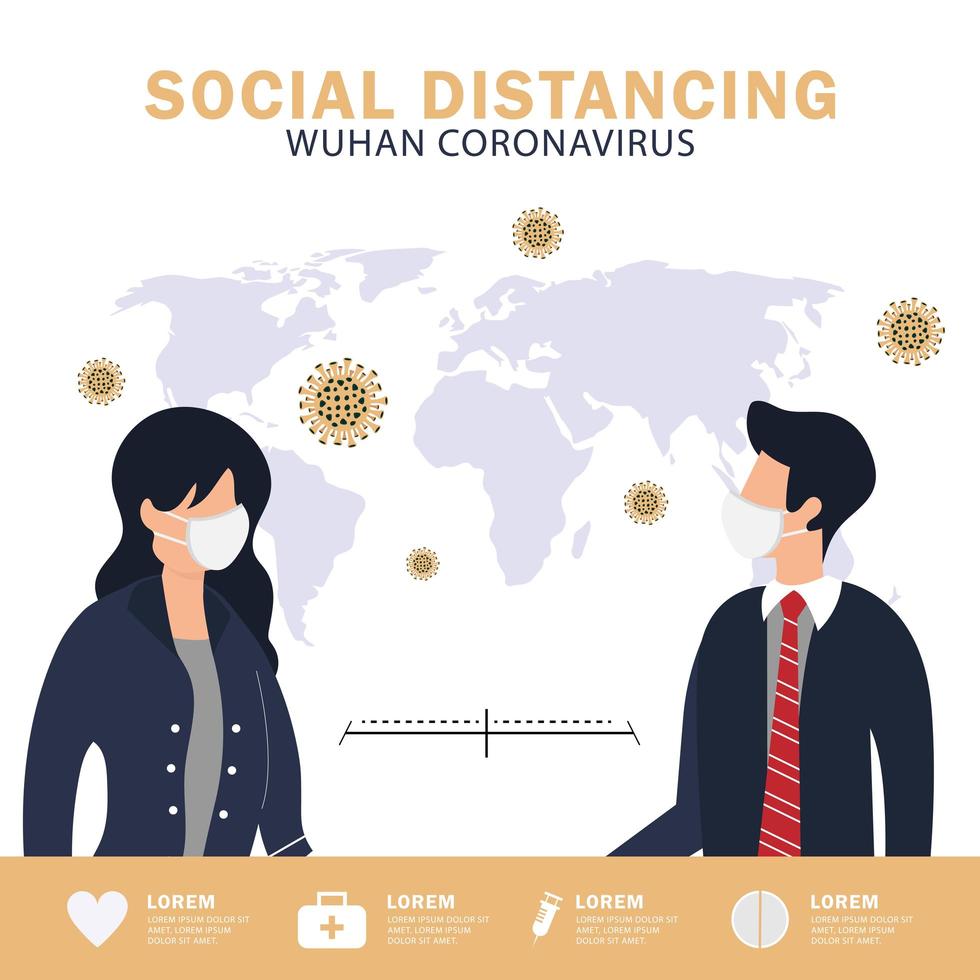 Social Distancing Poster  vector