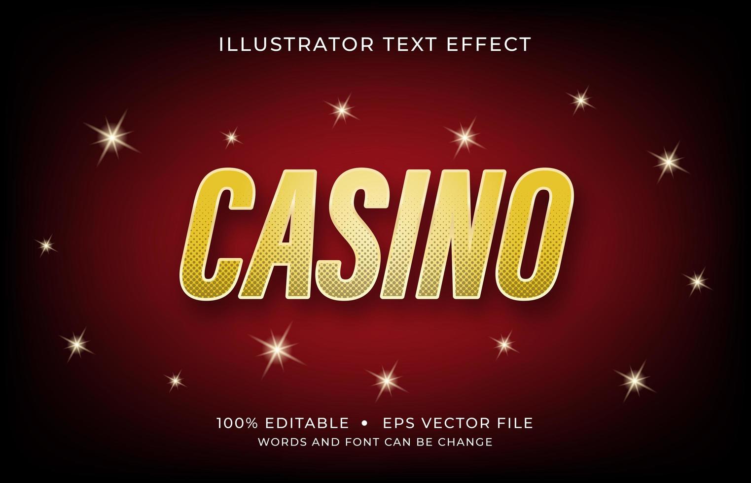 efecto de texto de fuente de casino vector