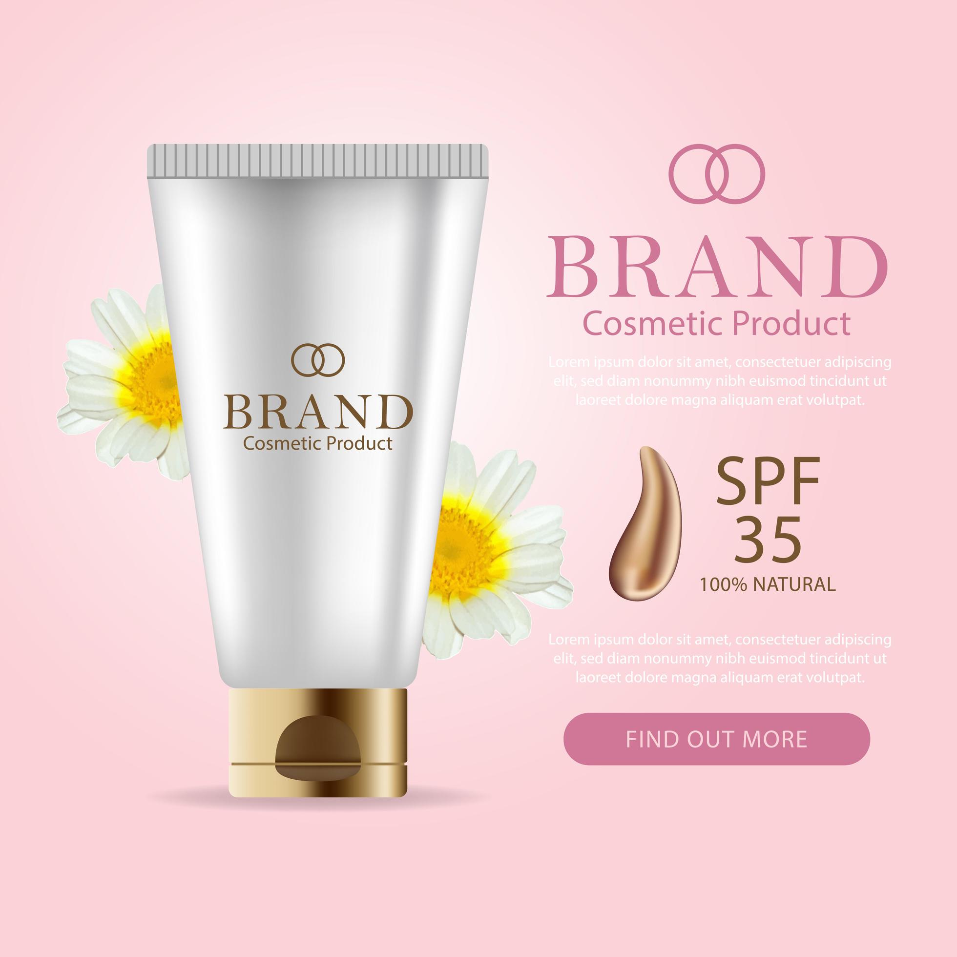 Skin Care Promo Banner with 3D Bottle 962804 Vector Art at