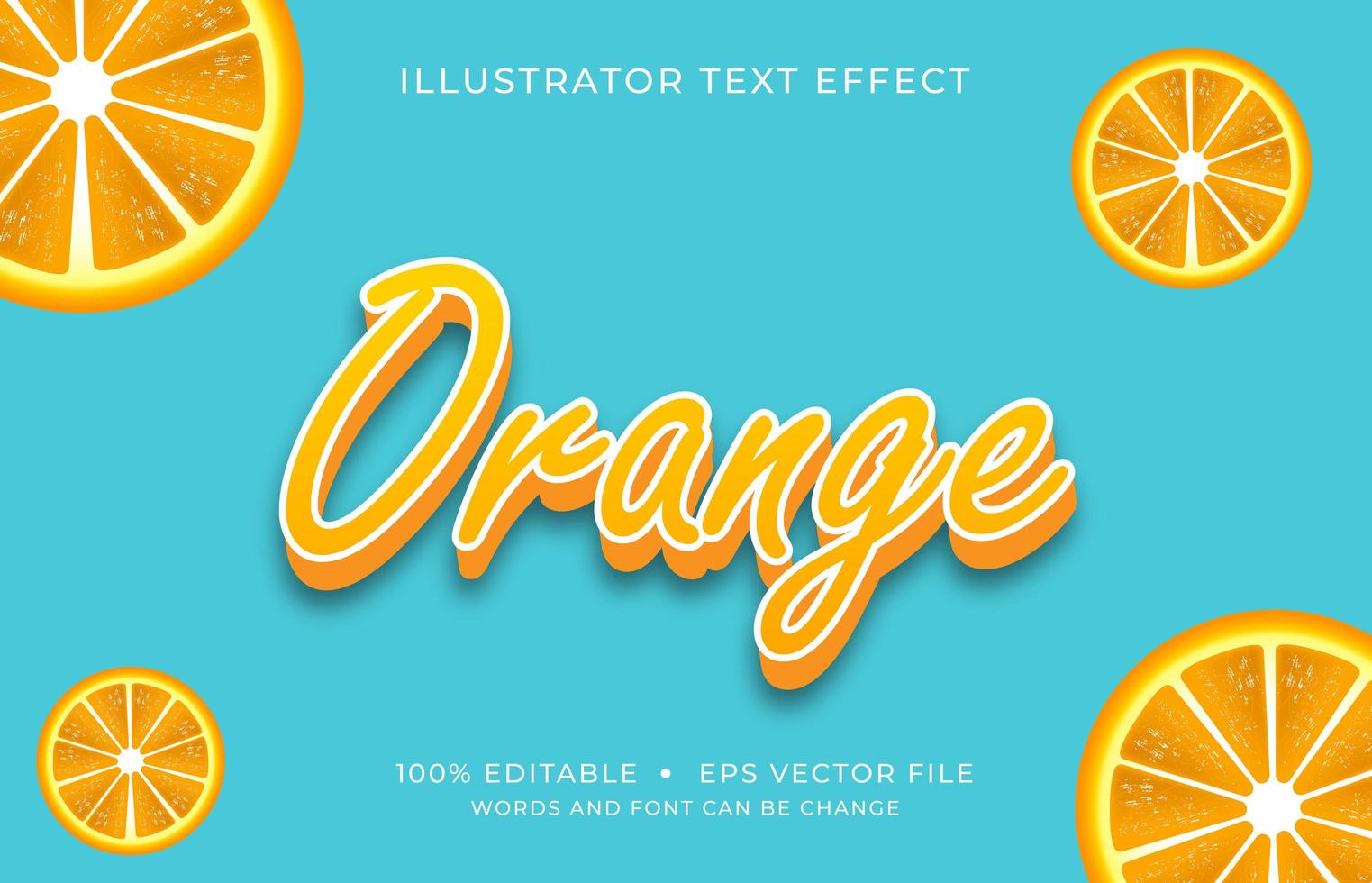 fuente naranja con efecto de texto en mayúsculas vector