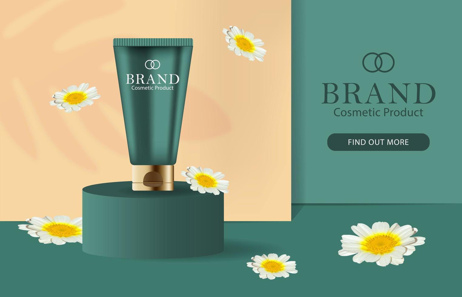 Cosmetic Cream Banner with 3D Lotion Bottle  vector