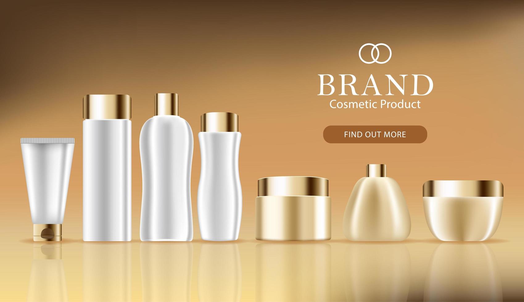 Cosmetic Advertising Banner with 3d Bottle Set vector