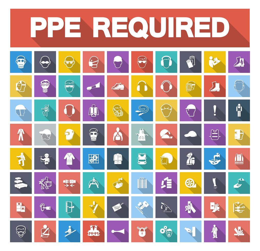 Required Personal Protective Equipment Icon Set  vector