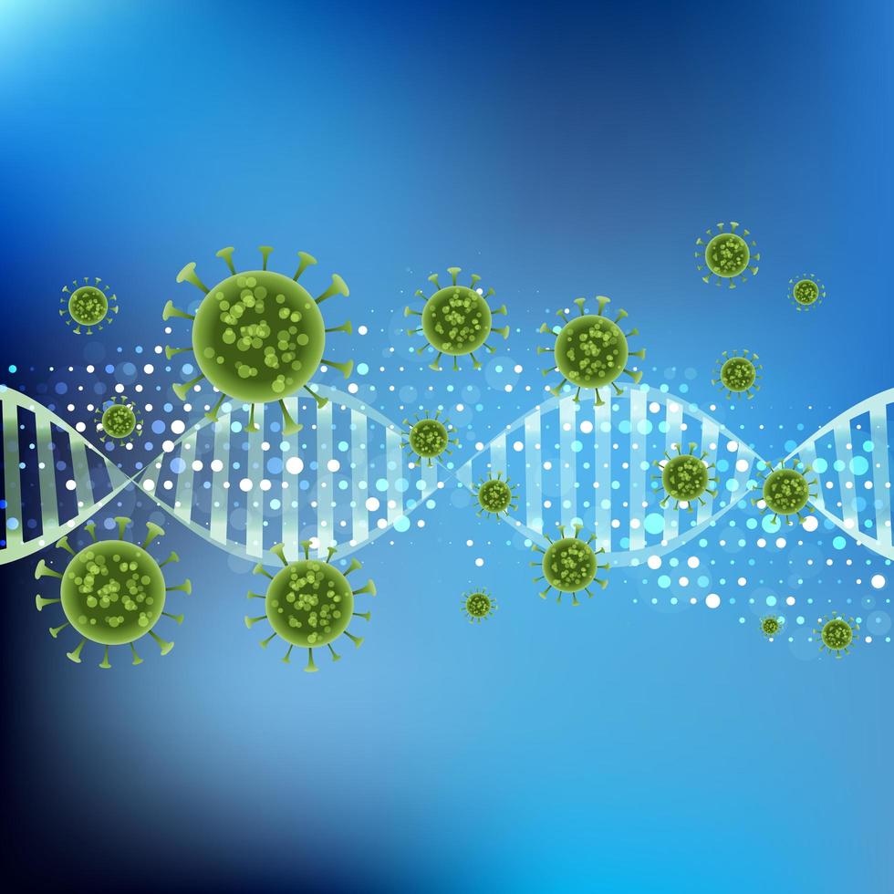 células de virus en la cadena de ADN vector