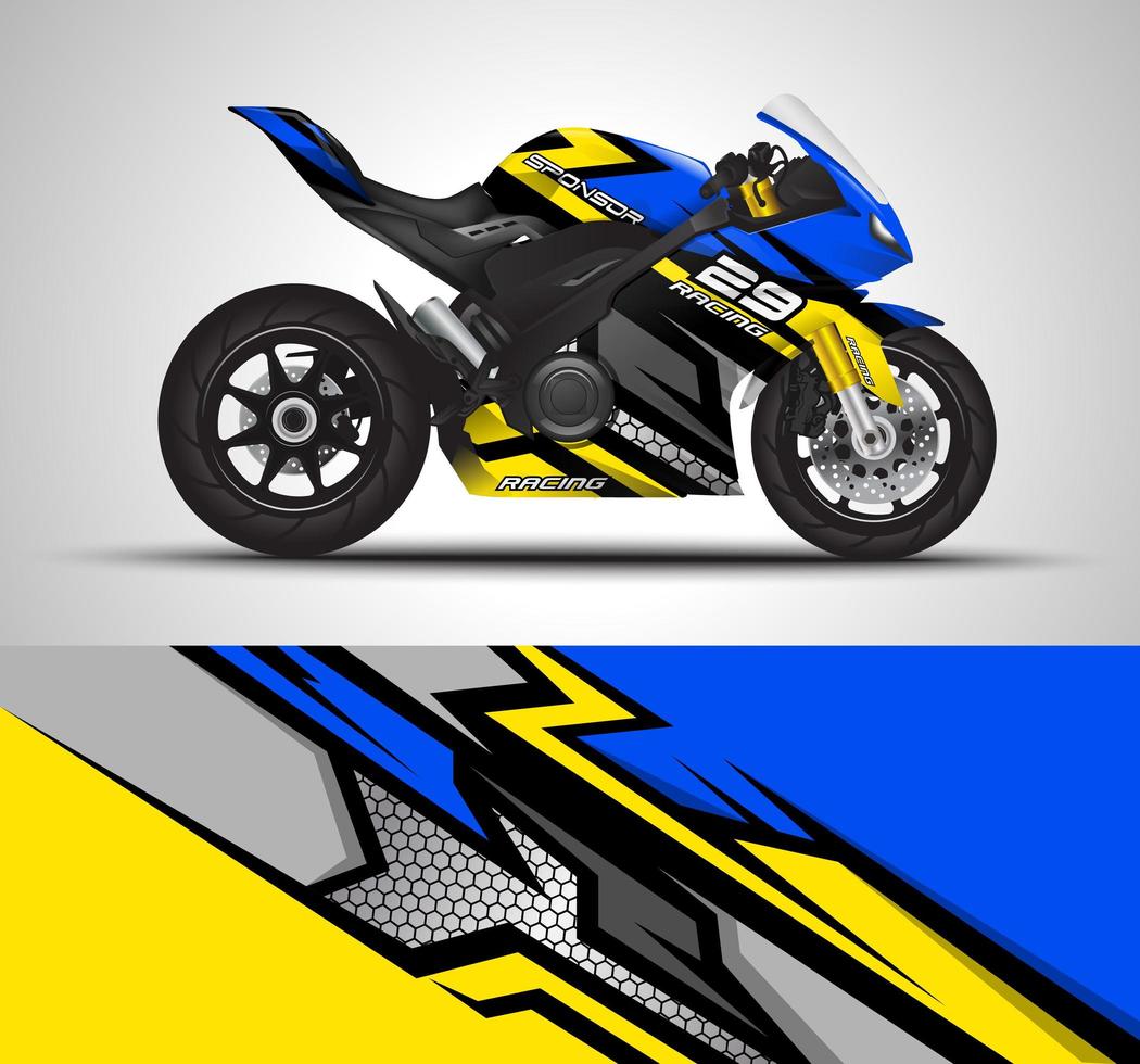 Blue and yellow wrap decal vector