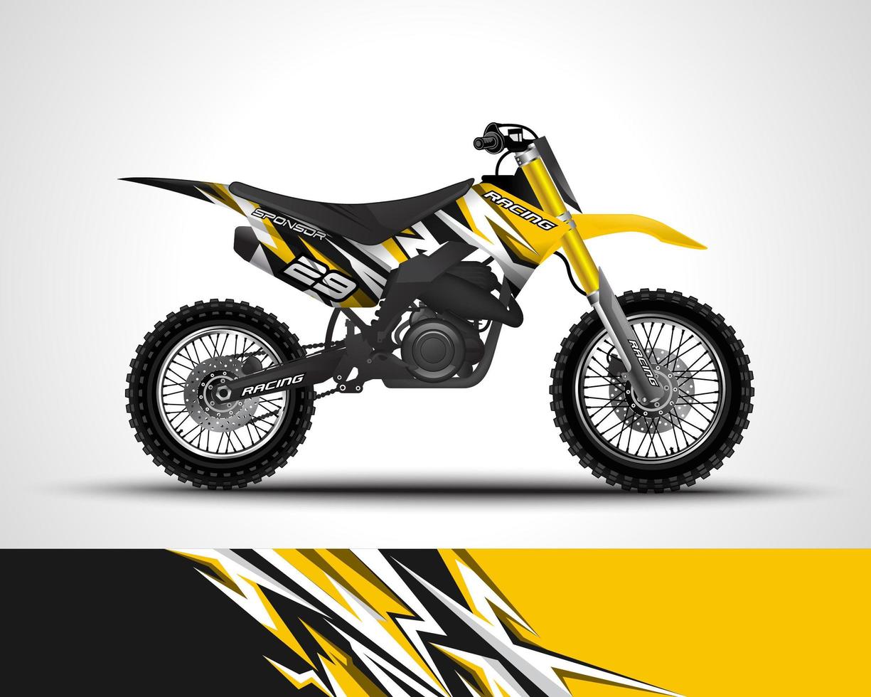 Yellow motocross bike wrap vector