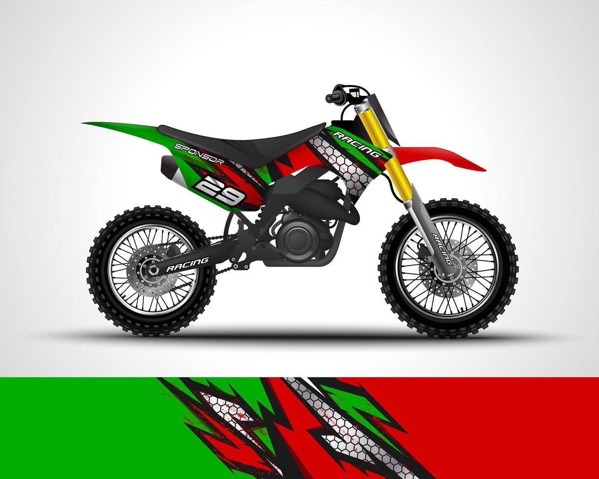 Green motocross wrap decal  vector