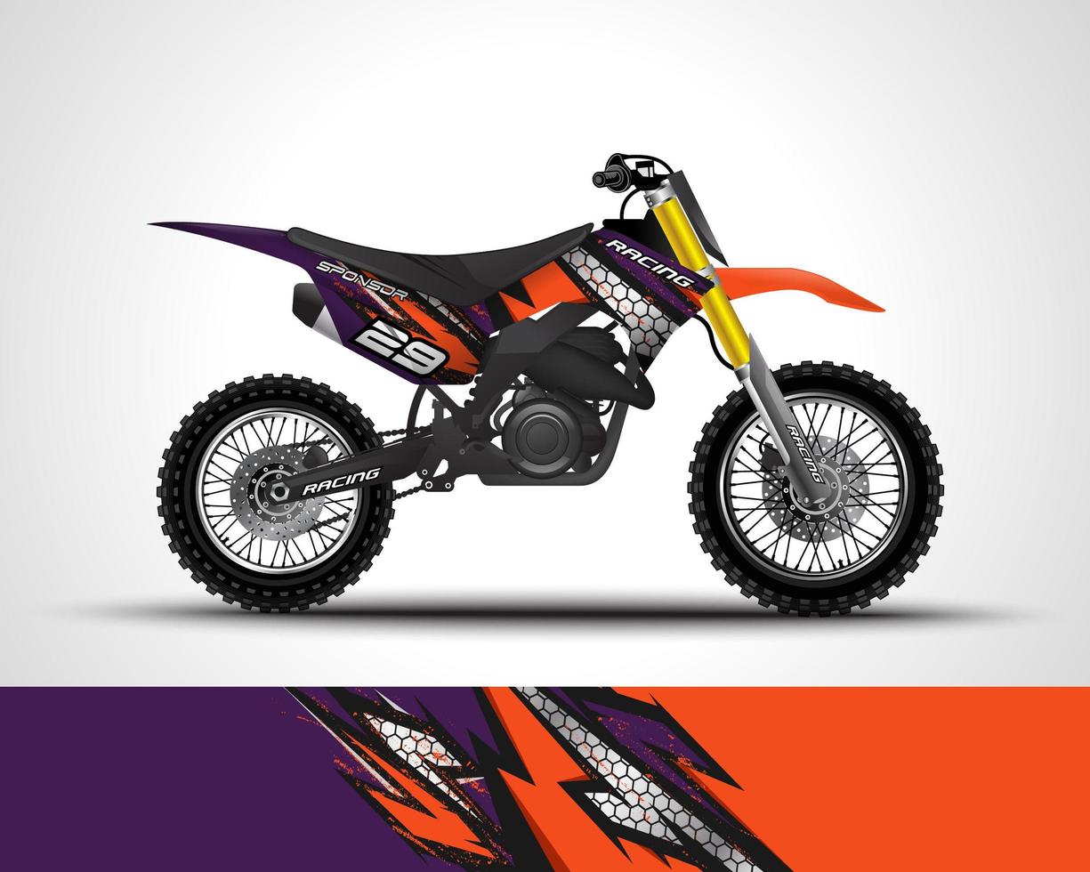 Orange Motocross wrap decal  vector