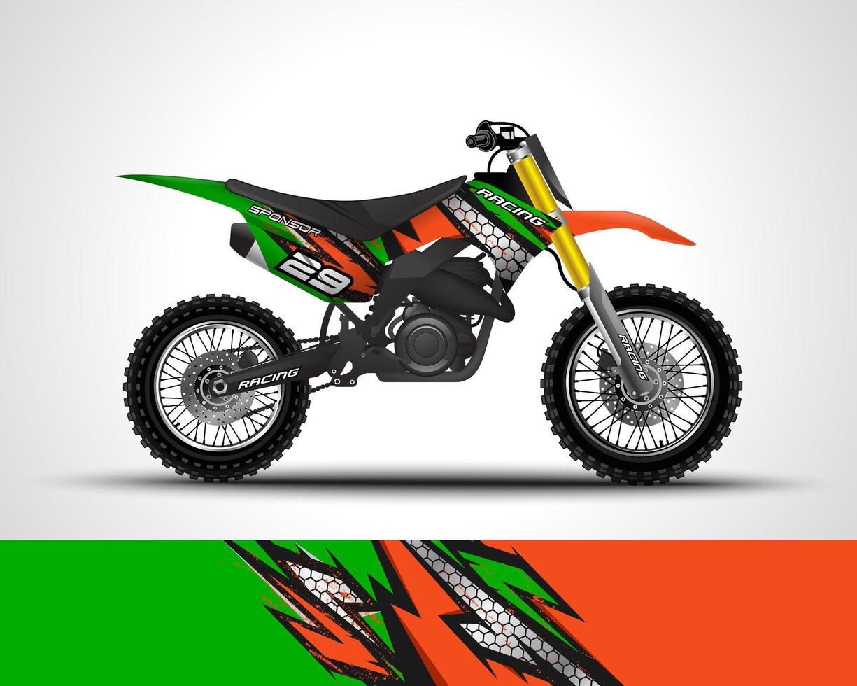 etiqueta de envoltura de motocross verde vector