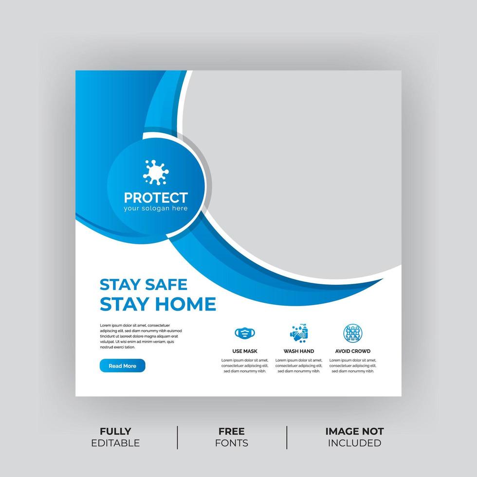Square Virus Prevention Social Media Template   vector