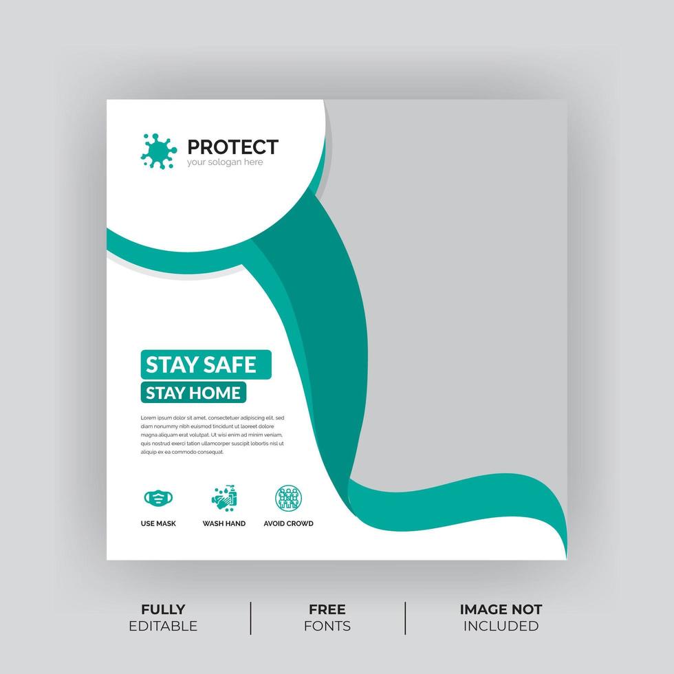 Square Virus Prevention Social Media Template  vector