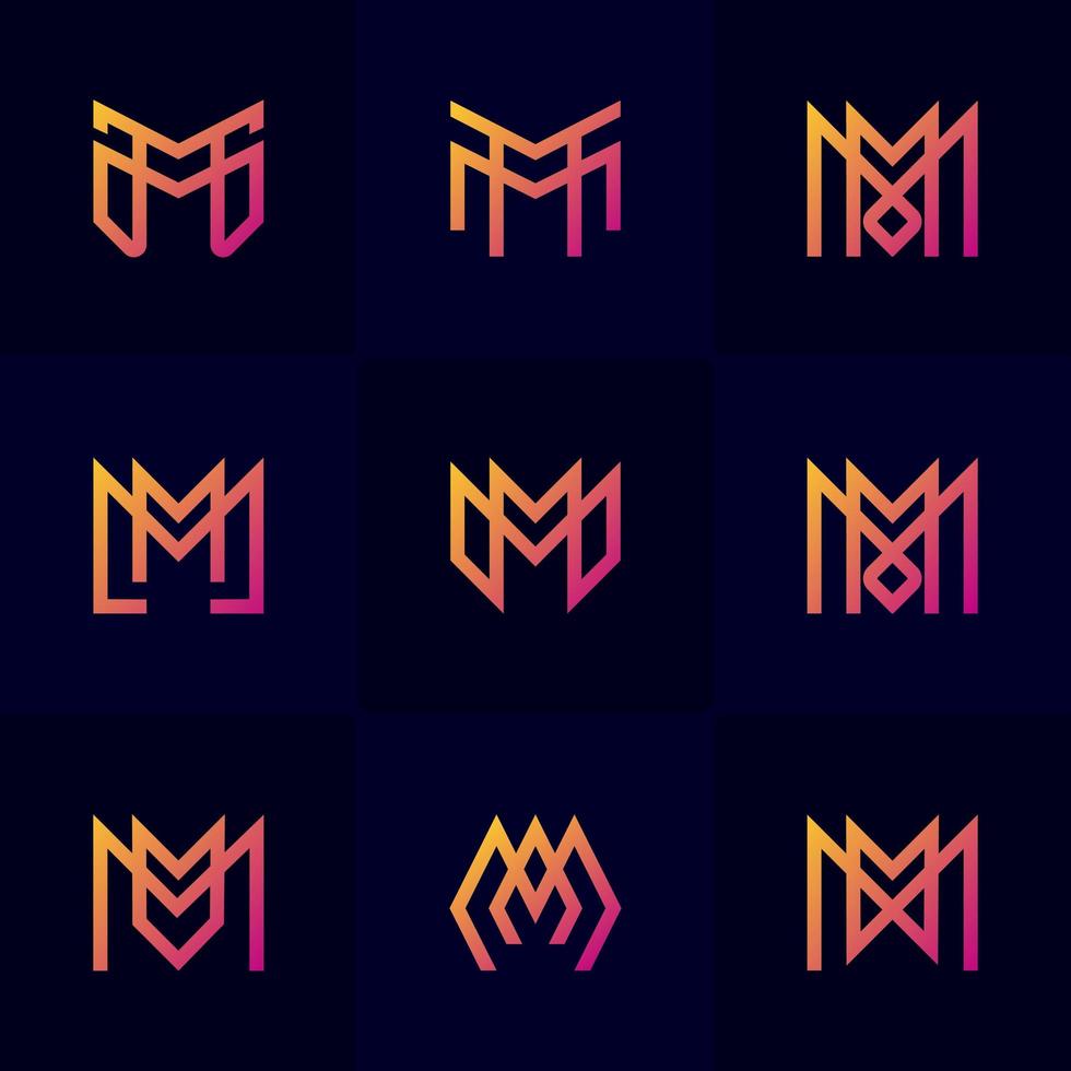  Letter M Gradient Set vector