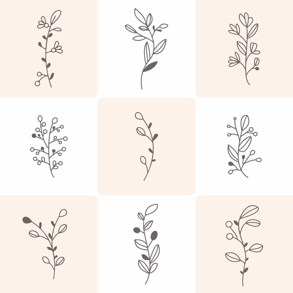 Leaves Set Monoline  vector