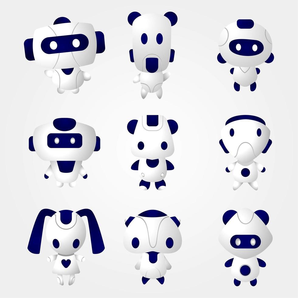 conjunto de iconos de robot lindo de forma moderna vector