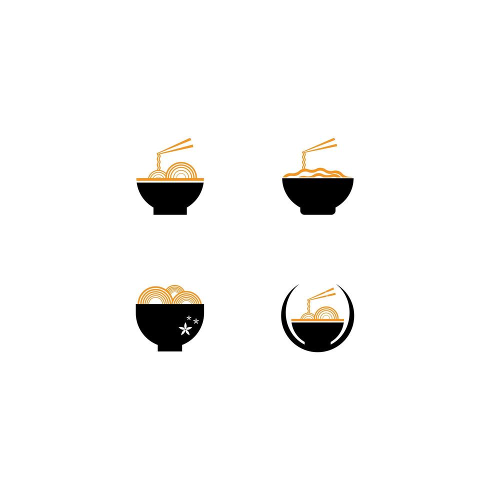 Noodle logo icon set vector
