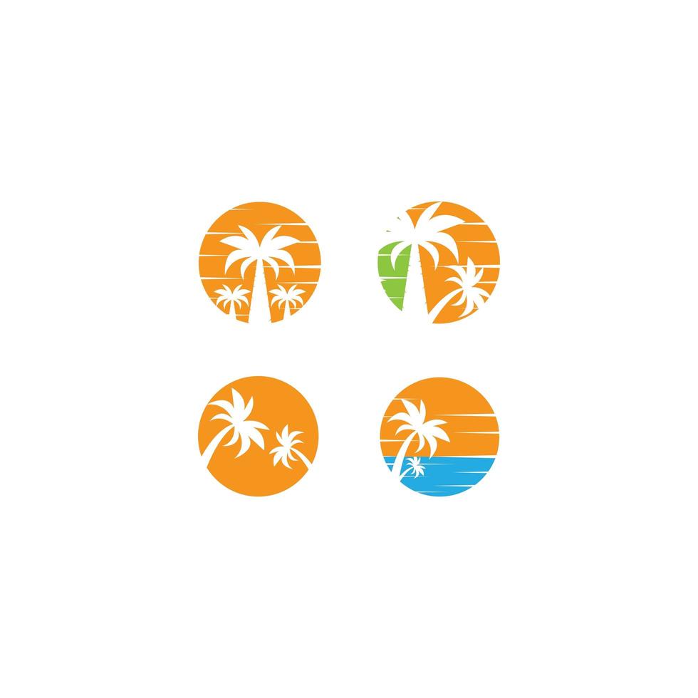 Palm tree summer icon set vector