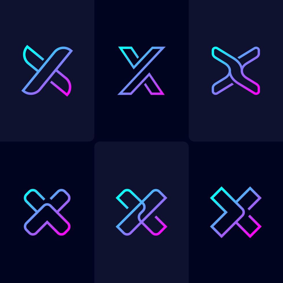 Modern Gradient  Symbol Letter X  Set vector