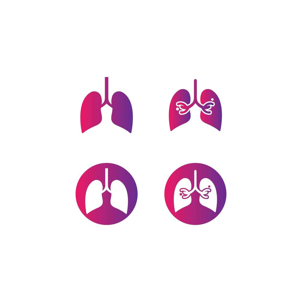 Lung organ icon set vector