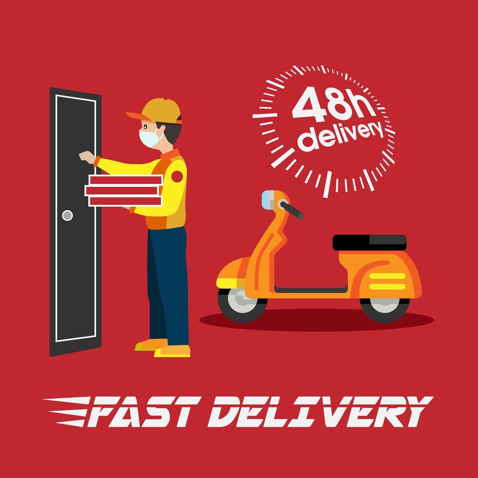 Cartoon Style Man Delivering Pizza vector