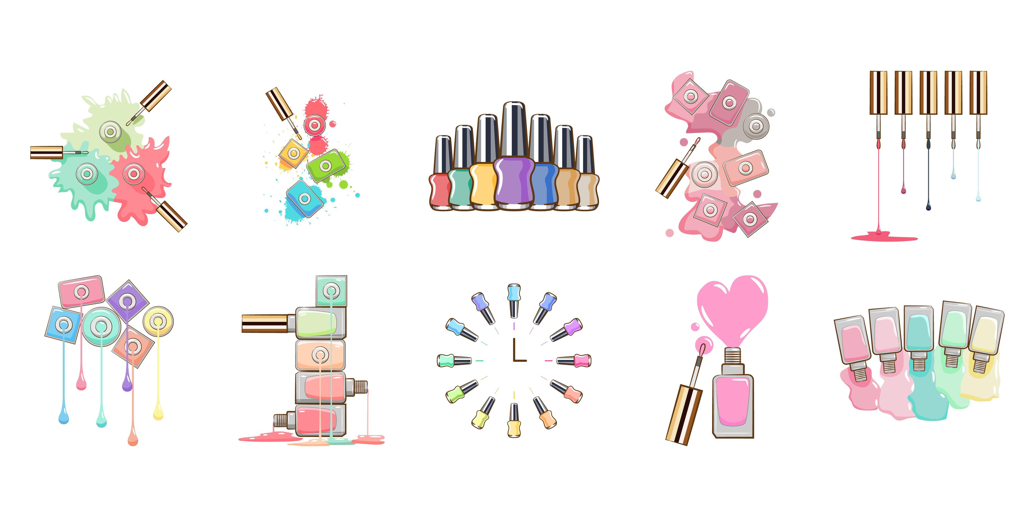 Cartoon Nail Polish Set 962968 Vector Art at Vecteezy