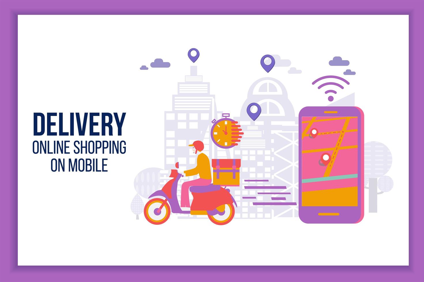 FastDelivery by Scooter on Mobile vector