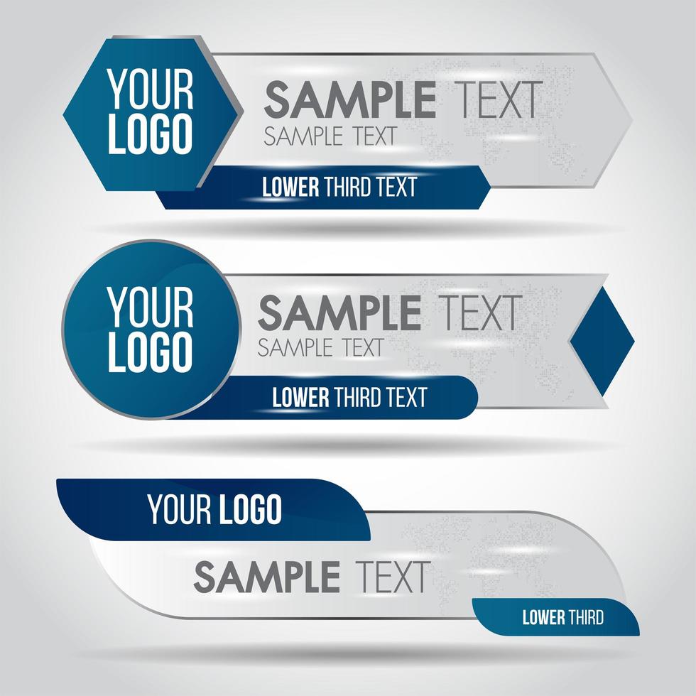 Lower Third Blue Geometric Banner Set vector