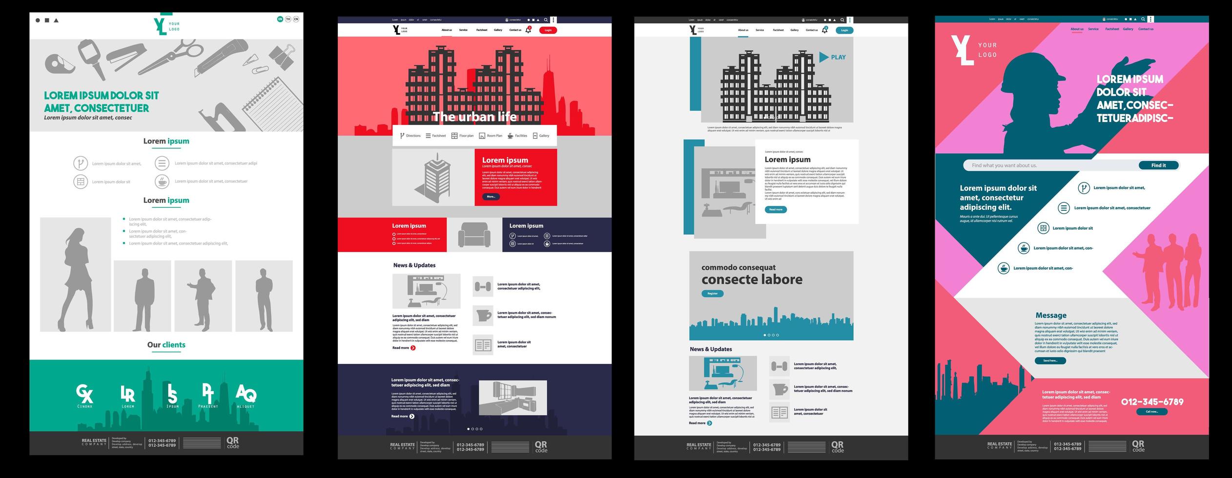 conjunto de página de destino del sitio web vector