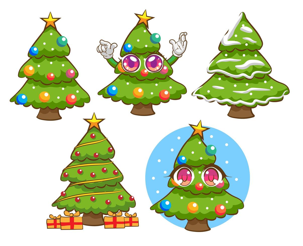 Kawaii Cartoon Christmas Tree St  vector