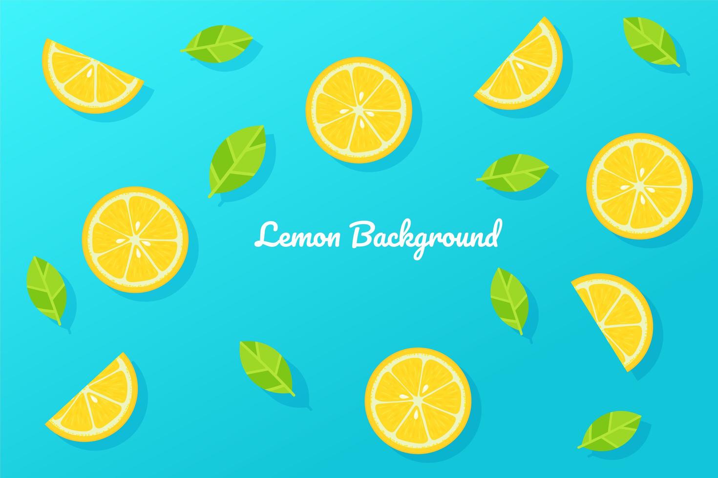 Cartoon Style Lemon Slices on Blue vector