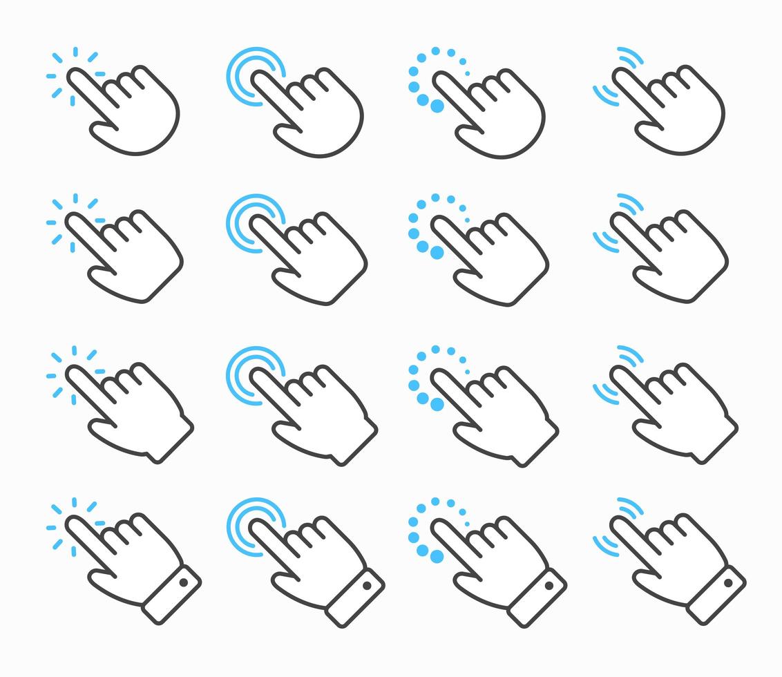 conjunto de iconos de cursor de mano vector