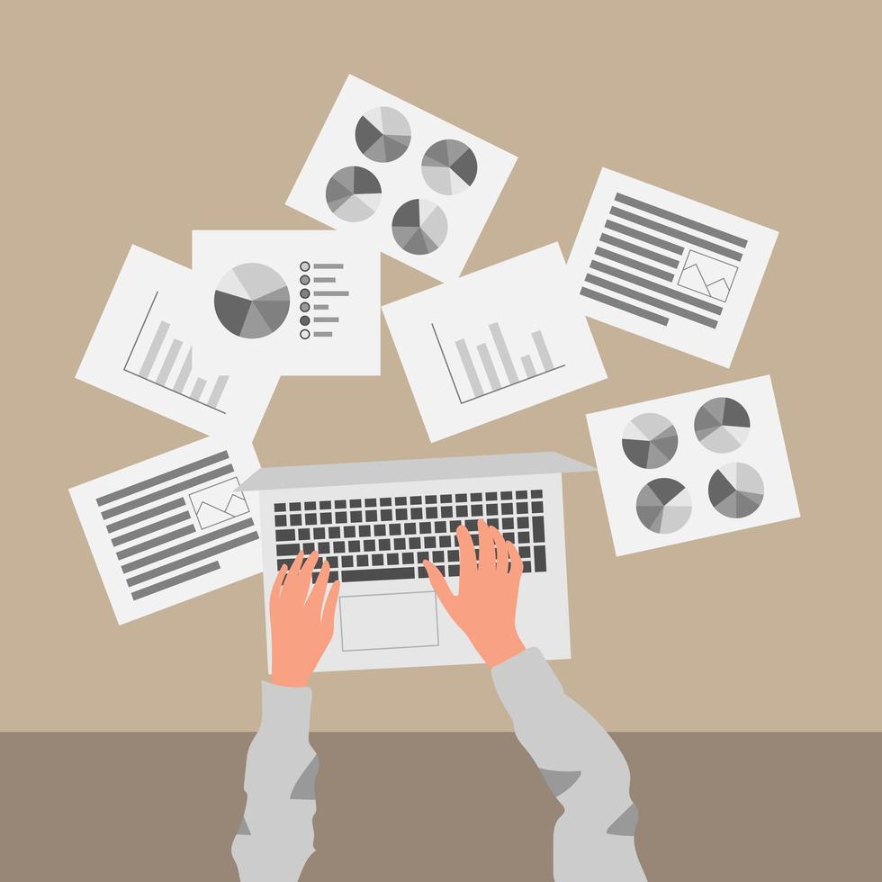 Top Down View of Cartoon Style Work Space vector