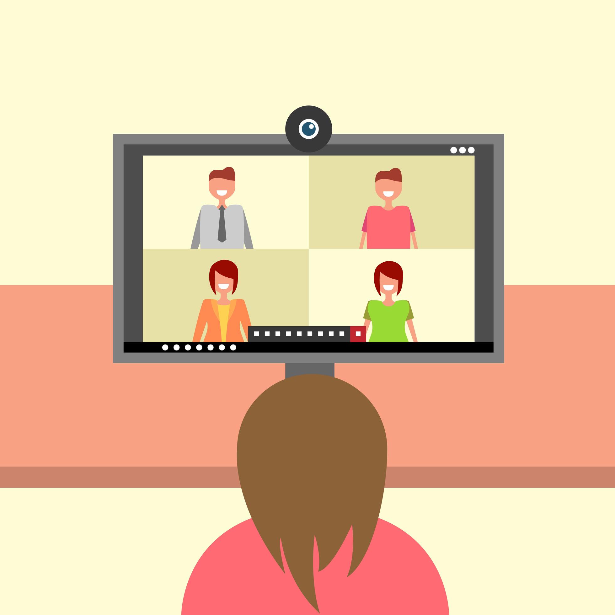 Video Conferencing from Home Cartoon 963048 Vector Art at Vecteezy