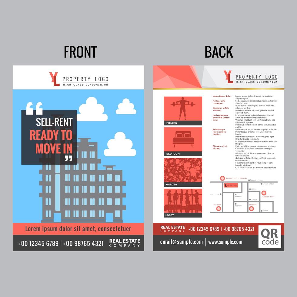 Modern Rental Flyer in Blue and Red Tones vector