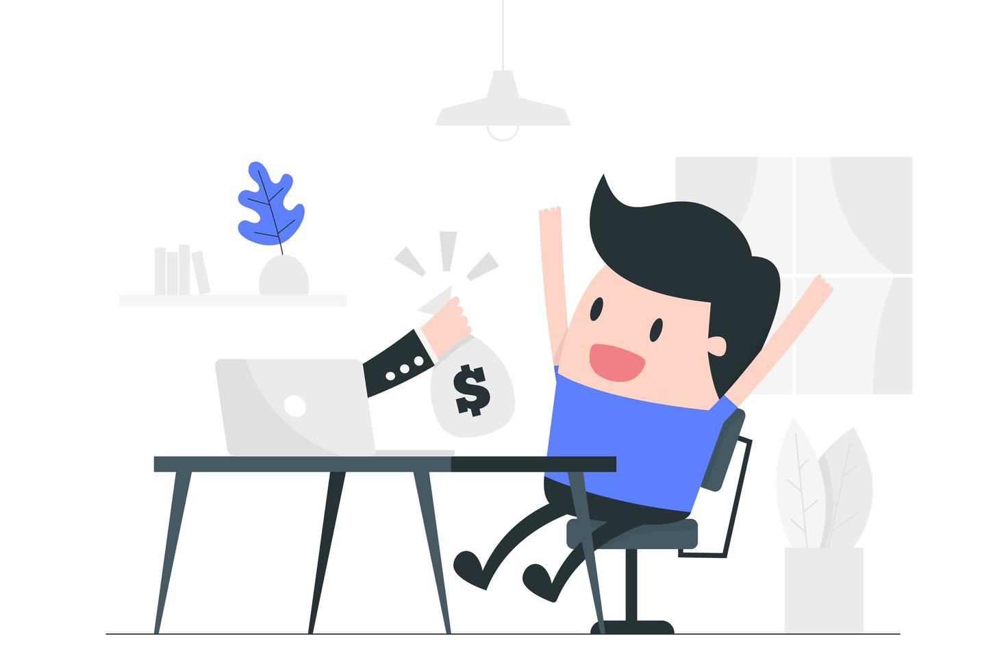 Cartoon Man Making Money from Home vector