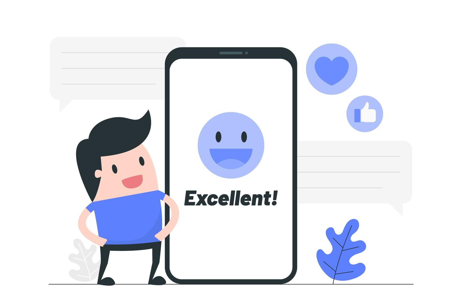 Cartoon Man Giving Rating on Phone vector